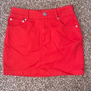red mini skirt